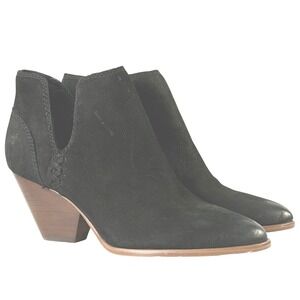 Frye Reina Cutout Booties Size 7.5 Black Leather Western Pointed Toe Ankle Boots